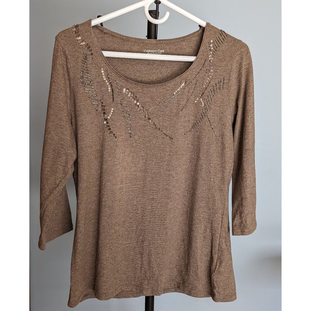 Coldwater Creek 3/4 sleeve sweater bead trim